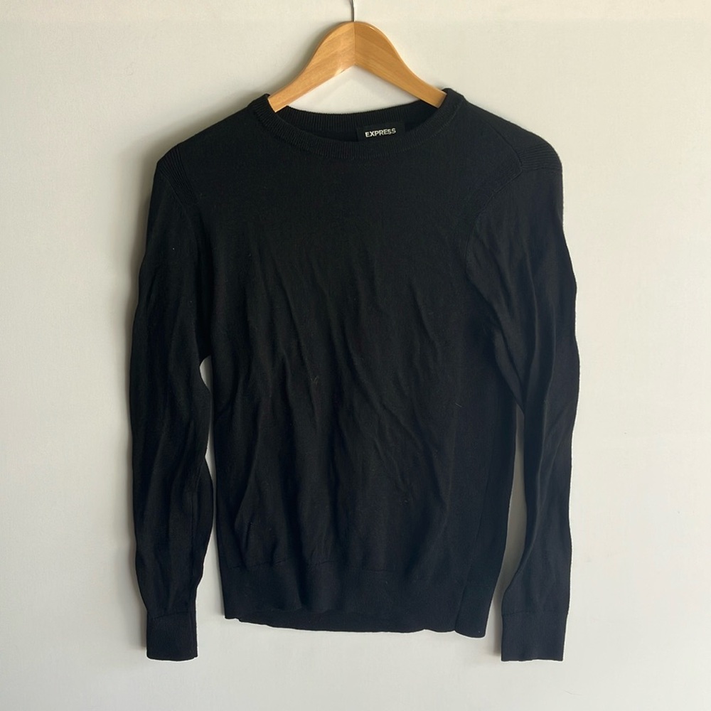 Express Black Crewneck Sweater Classic Knit